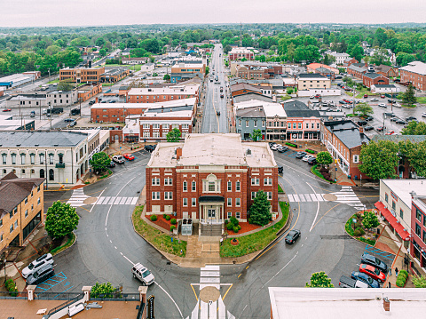 Dixie Avenue & Main Street Unite at the Public Square in Downtown Elizabethtown, Hardin County, Kentucky, USA