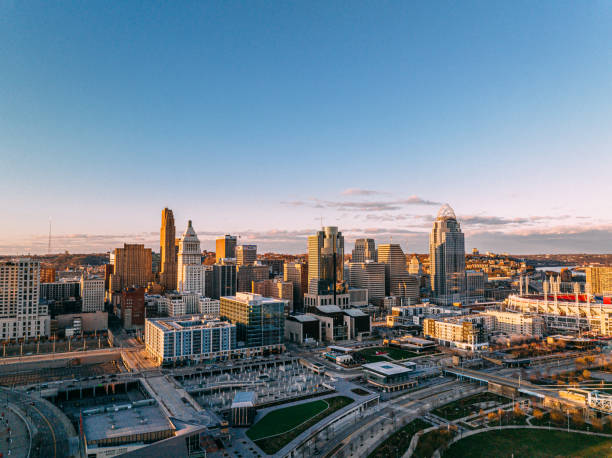 istock Downtown Cincinnati, Ohio Skyline at Sunset with Copy Space 1488696950