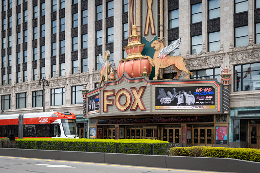 Detroit, Michigan, May 7, 2023: The Fox Theater, he largest surviving movie palace of the 1920s.