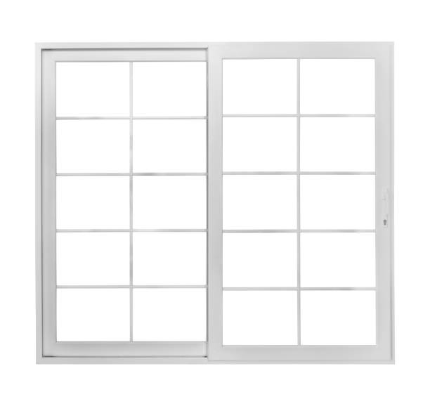 istock Real vintage house window frame isolated on white background 1488700100