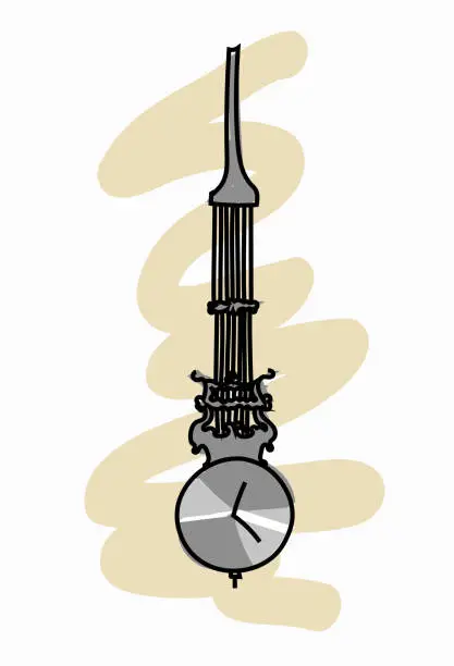 Vector illustration of Grandfathers Clock Pendulum Silver