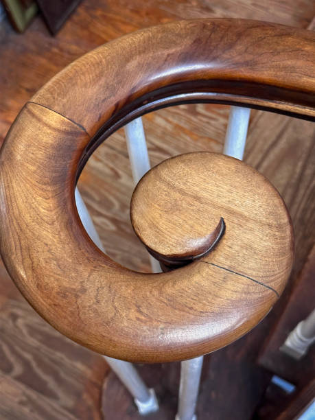 istock Wooden banister and chic staircase 1488720336