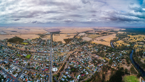 The western Victorian rural town of Dimboola aerial views