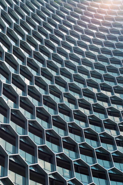 istock Facade of the office building was designed in beehive. 1488722509