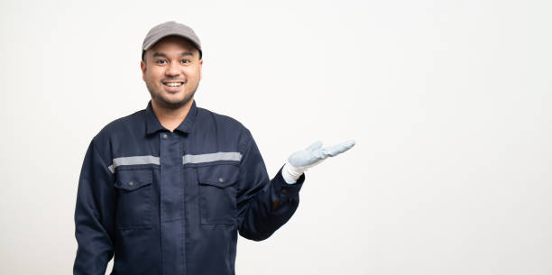 istock Technician workers in uniform maintenance service with blankspace. Profession of service industry house repair. Home services copy space concept isolated background. 1488730867