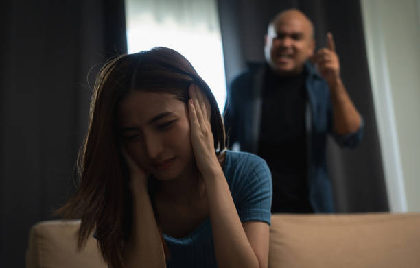 istock Relationships problems conflicts in marriage. Depressed stressed violence young couple man and woman Argument fighting shouting in the house. Making decision of breaking up get divorced. Harassment 1488731814
