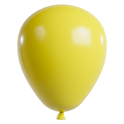 Yellow balloon 3d icon isolate on white