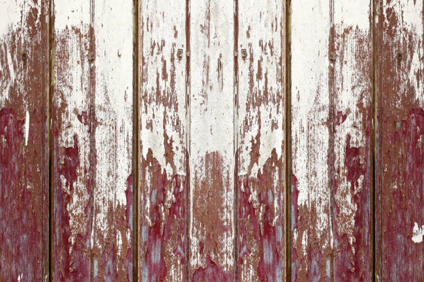istock Old wooden wall with cracked paint texture background 1488737834