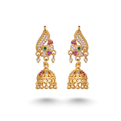 Indian Rajasthani Antique Gold Tone Traditional Stylish Gold Plated Jhumka Earrings