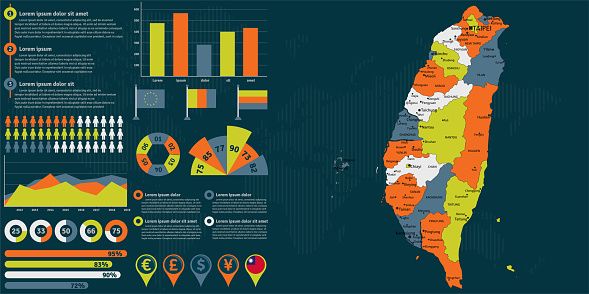 Taiwan Data Detailed Taiwan Map With Infographic Elements Vector Illustration Stock ...