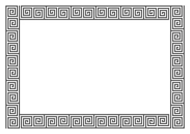 Vector illustration of Greek frame pattern. Roman key border. Ancient meander vector rectangle ornament. Geometric fret seamless decoration