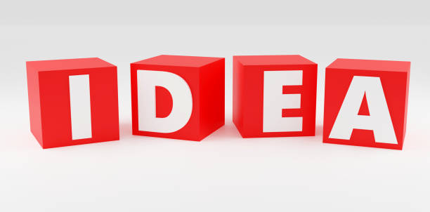 istock 3d rendered sign idea on bright red cubes on light grey background 1488748524