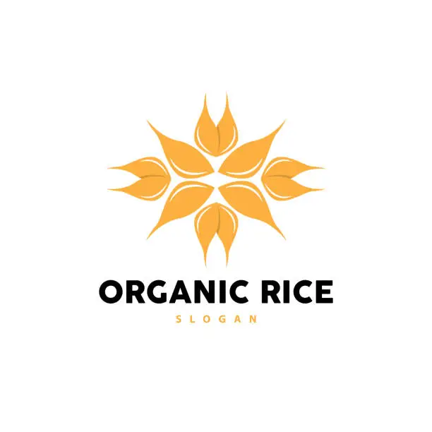 Vector illustration of Wheat Rice Logo, Agricultural Organic Plant Vector, Golden Bread Material Luxury Design, Retro Vintage Theme Design