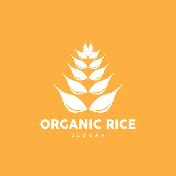 Vector illustration of Wheat Rice Logo, Agricultural Organic Plant Vector, Golden Bread Material Luxury Design, Retro Vintage Theme Design