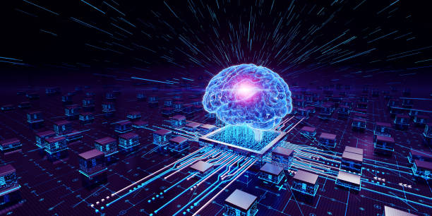 AI New Age Digital Brain Chip Concept stock photo