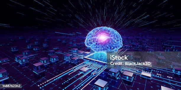Ai New Age Digital Brain Chip Concept Stock Photo - Download Image Now - Artificial Intelligence, Technology, Generative AI Model