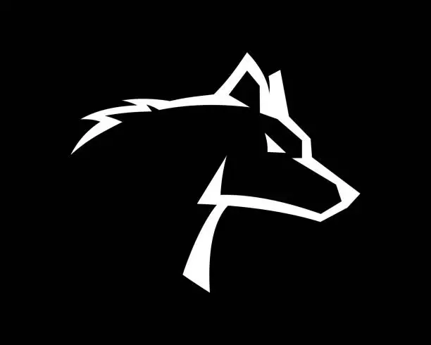 Vector illustration of Luxury Black Wolf Wolves Beast Face Head Darkness Silhouette Simple Character Vector Design