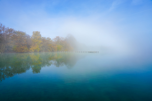 Panoramic wide image from Lake Crescent, Olympic National Park, Washington State