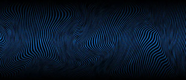 Vector illustration of Modern abstract blue wave lines on black background. Vector EPS 10