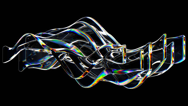 istock 3d render illustration - Dispersion. Abstract wallpaper with glass waves. Great for your design web or print projects. 1488770875