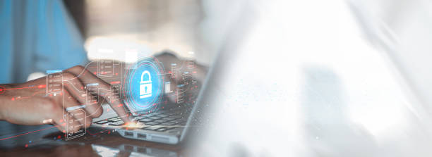 istock Businessman working on laptop with virtual screen. Online documentation database, IT consultant being set up Virtual Document Management System with a laptop, Software for archiving corporate files. 1488773515
