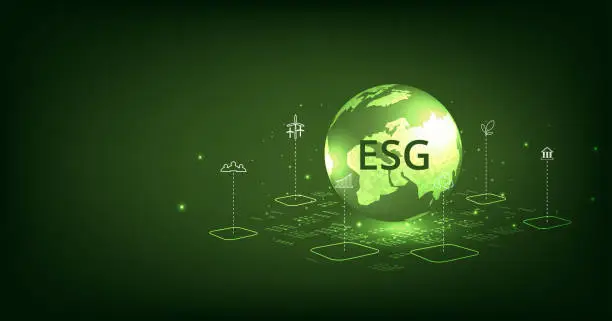 Vector illustration of Environmental Social and Governance (ESG) concept.