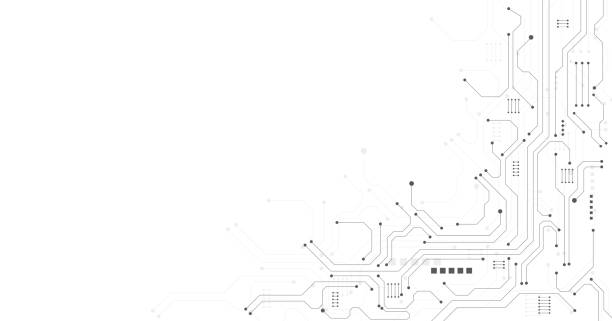 illustrations, cliparts, dessins animés et icônes de concept de schéma de circuit noir de la technologie. - domino électrique