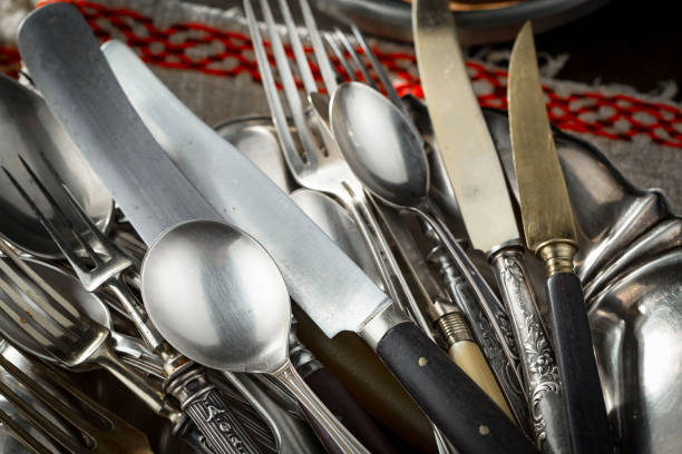 istock Silver utensils for food. 1488777384