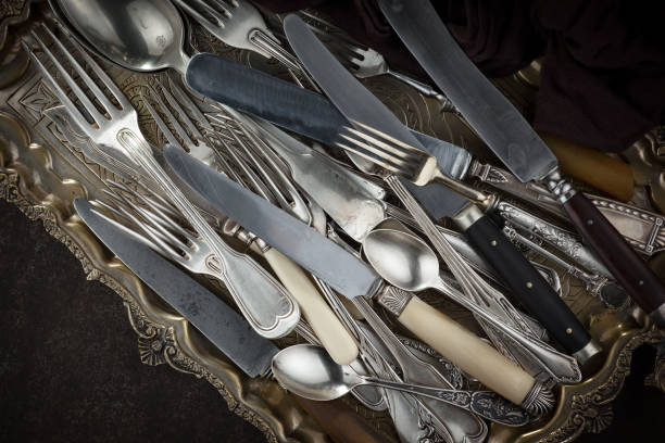 istock Silver utensils for food. 1488778057