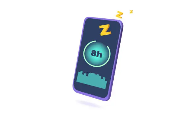 Vector illustration of 3d realistic vector illustration Sleep tracker, Fitness Smart Phone Application, Smart alarm clock.