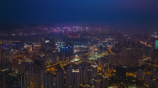 Day to night hyperlapse of Hong Kong urban skyline