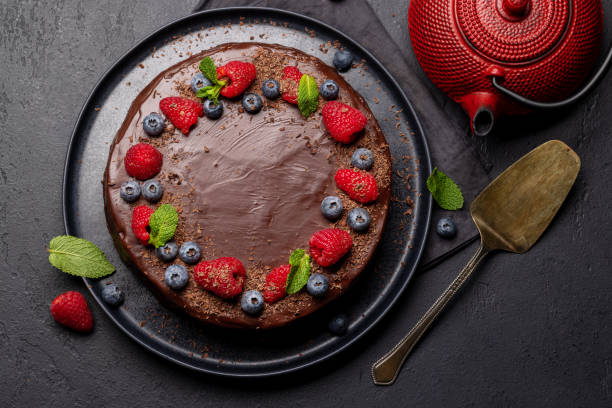 istock Chocolate cake dessert with fresh berries 1488786097