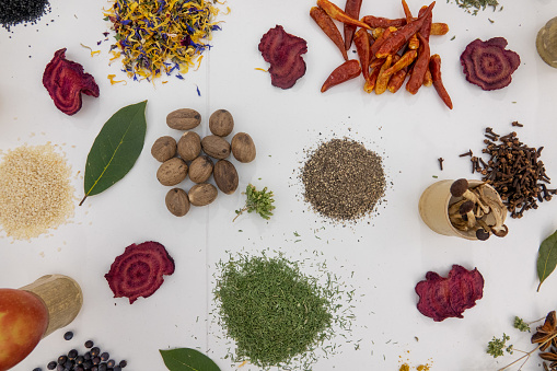 Traditional Turkish spices for sale at a street market