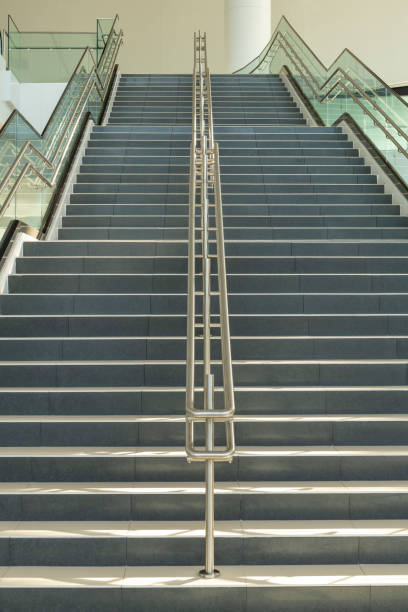 istock Modern staircase with metal railing - stock photo 1488787650