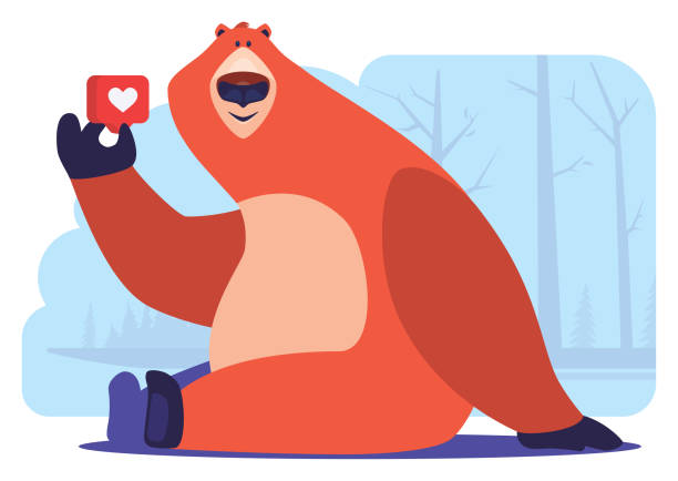 bear holding like icon - ilustração de arte vetorial