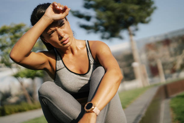 istock Young woman resting after training 1488791161