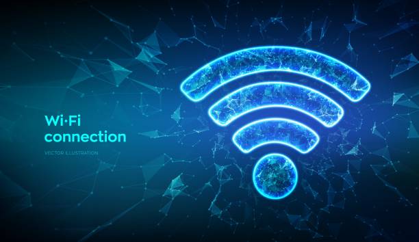 istock Wi-Fi network icon. Low poly abstract Wi Fi sign. Wlan access, wireless hotspot signal symbol. Mobile connection zone. Data transfer. Router or mobile transmission. Polygonal vector illustration. 1488792360