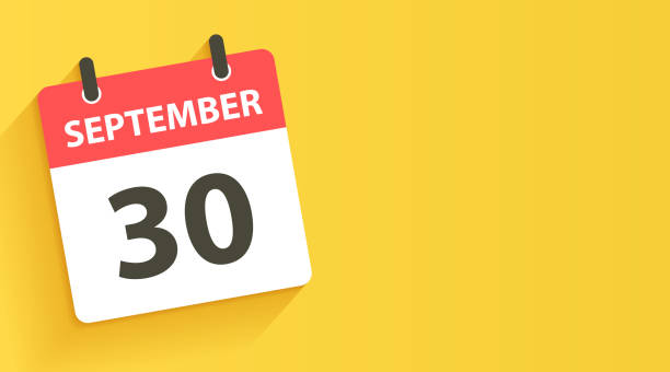 September 30 - Daily Calendar Icon in flat design style September 30. Calendar Icon with long shadow in a Flat Design style. Daily calendar isolated on a wide yellow background. Horizontal composition with copy space. Vector Illustration (EPS file, well layered and grouped). Easy to edit, manipulate, resize or colorize. Vector and Jpeg file of different sizes. 2024 30 stock illustrations