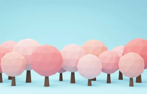 Photo of 3d illustration of miniature cherry blossom trees