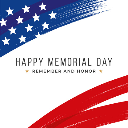 Memorial Day Card with stars and stripes. Template for Memorial Day. Isolated on white. Stock Illustration
