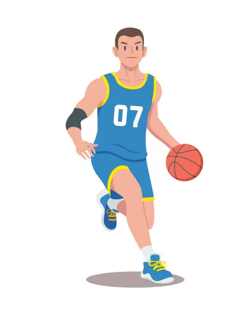 Vector illustration of Flat style basketball player cartoon illustration