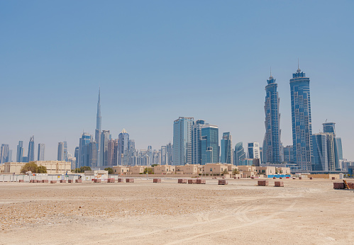 26 March 2023, Dubai, UAE: construction on the Dubai Canal, DAMAC Cavalli Couture Tower. tourist trip to futuristic dubai