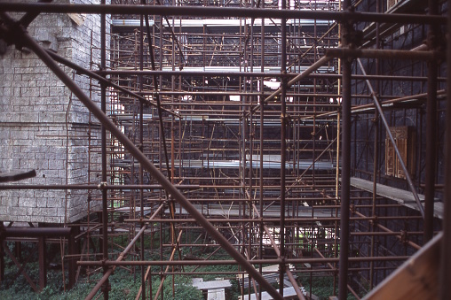 scaffolding for the scenography facade