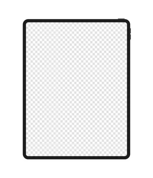 Vector illustration of Tablet mockup with transparent screen isolated on a white background. Vector stock illustration.