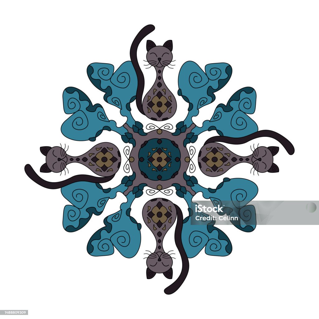 Muster Katze Mandala Niedlich Stock Vektor Art und mehr Bilder von Muster Katze Mandala Niedlich Stock Vektor Art und mehr Bilder von