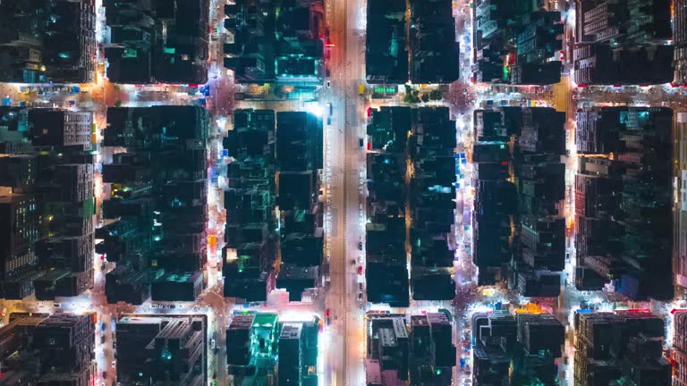 Top view hyperlapse Hong Kong city street