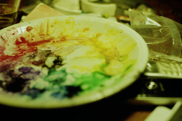 watercolors on a plate