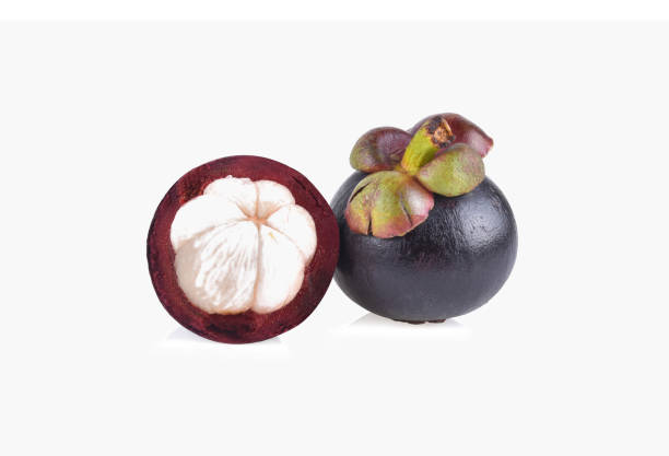 istock Fresh ripe mangosteen fruits on white background 1488811910