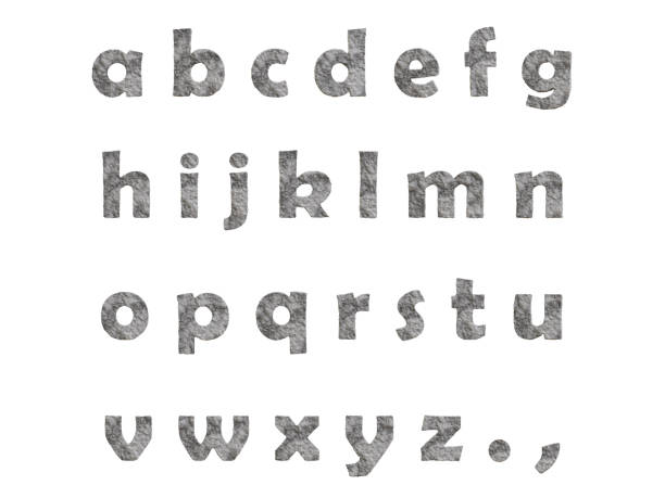 istock carved stone full alphabet, letters in stone,  characters, question mark 3D render 1488812230