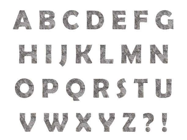 istock carved stone full alphabet, letters in stone,  characters, question mark 3D render 1488813088
